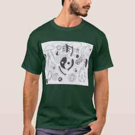 Camiseta Doodle de rock de punk #25 Yin y verde oscuro Yang