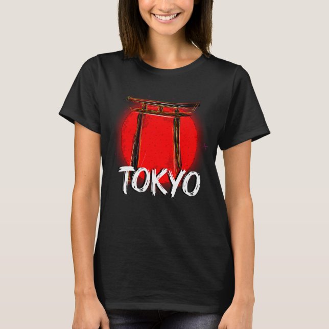 Camiseta Doodle de Tokio: La majestuosidad del torii frente (Anverso)
