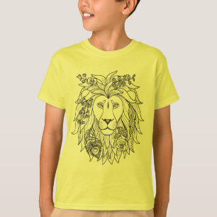 Camiseta Doodle del león y de las flores