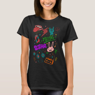 Camiseta doodle del universo rock n roll