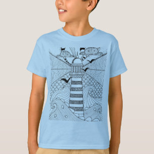 Camiseta Doodle dibujado mano del faro