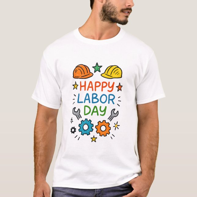 Camiseta Doodle Divertido Día del Trabajo (Anverso)