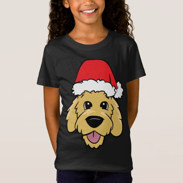 Camiseta Doodle Doodle Navidades Goldendoodle con Santa Hat (Anverso)
