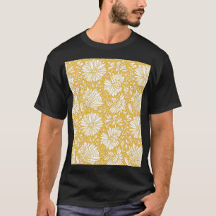 Camiseta Doodle dorado floral, abstracto dibujado a mano