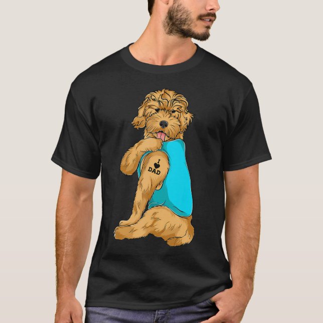Camiseta Doodle dorado me encanta papá vestido de tatuaje p (Anverso)