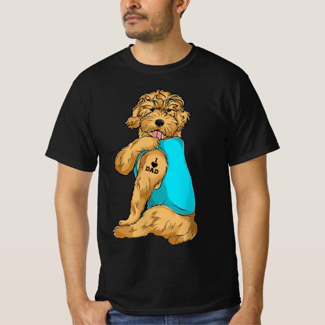 Camiseta Doodle dorado que amo a papá Tattoo Appartal, perr (Anverso)