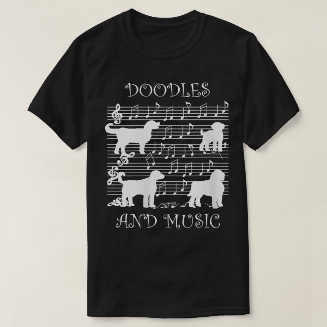 Camiseta Doodle dorado y notas musicales piano (Diseño del anverso)