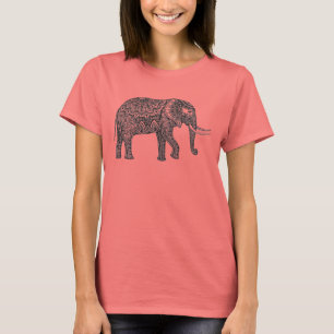 Camiseta Doodle elegante de elefante de fantasía