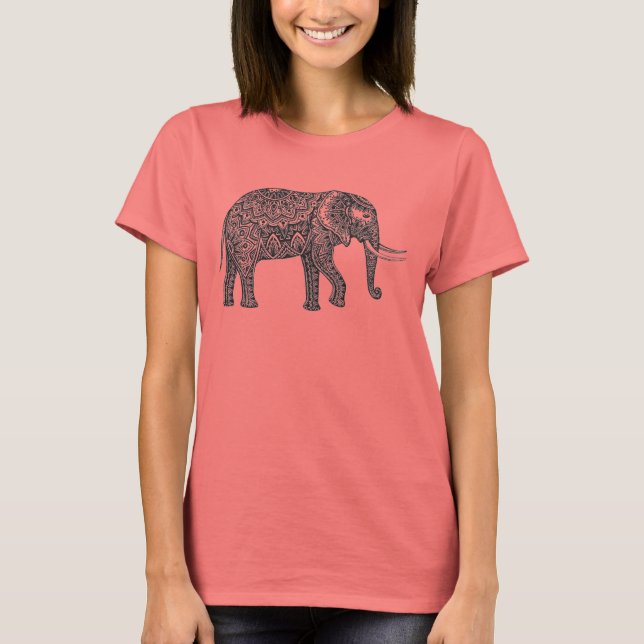 Camiseta Doodle elegante de elefante de fantasía (Anverso)