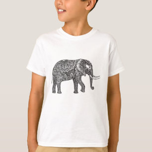 Camiseta Doodle estilizado del elefante de la fantasía