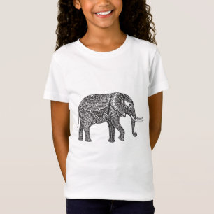 Camiseta Doodle estilizado del elefante de la fantasía