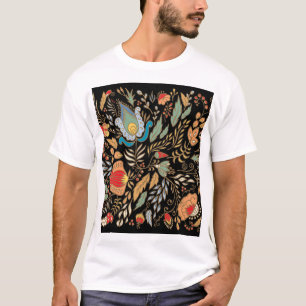 Camiseta Doodle Floral Vintage: Diseño Oriental.