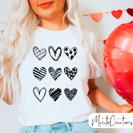 Camiseta Doodle heart Cute, Valentine's Day, Unisex, 