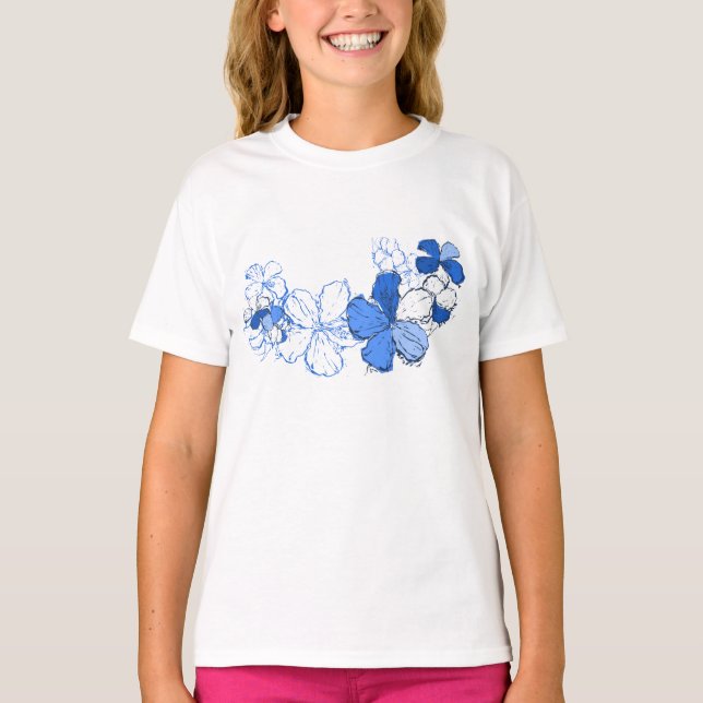 Camiseta Doodle Hibiscus Ilustracion floral hawaiano (Anverso)