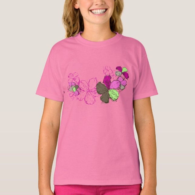 Camiseta Doodle Hibiscus Ilustracion floral hawaiano (Anverso)