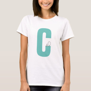 Camiseta Doodle inicial con estiramiento de gato divertido