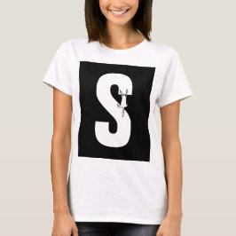 Camiseta Doodle inicial con gato colgante divertido