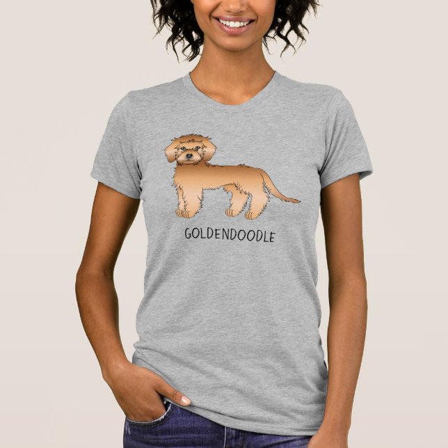 Camiseta Doodle mini Goldendoodle de albaricoque Cartoon pe (Anverso)