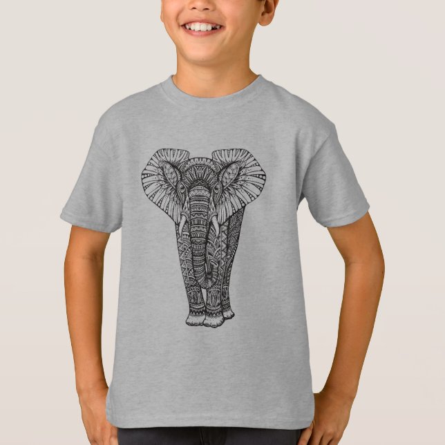 Camiseta Doodle modelado fantasía del elefante (Anverso)