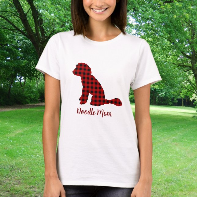 Camiseta Doodle Mom Labradoodle En Buffalo Check Plantado (Subido por el creador)