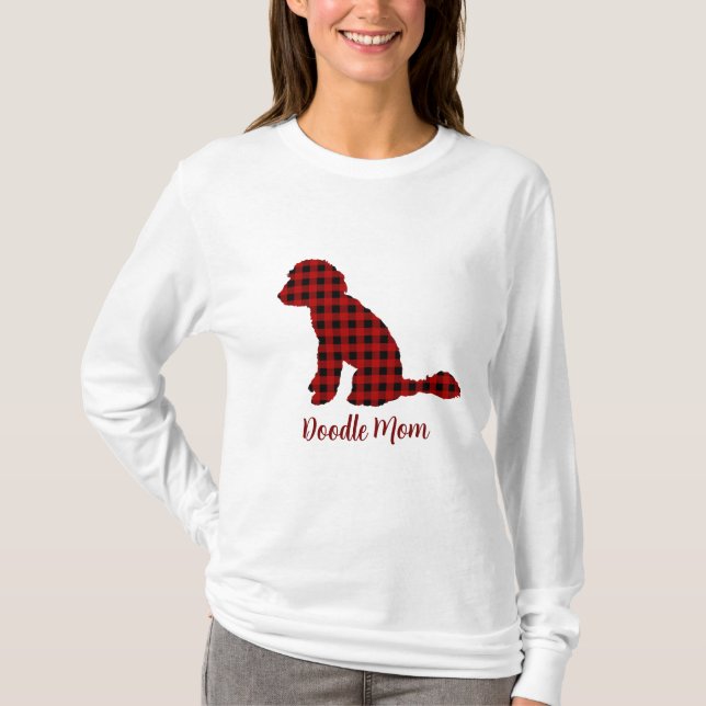 Camiseta Doodle Mom Labradoodle En Buffalo Check Plantado (Anverso)