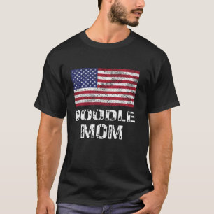 Camiseta Doodle Mom USA Bandera Patriótica Goldendoodle Lab