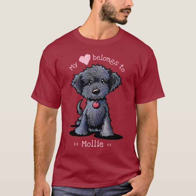 Camiseta Doodle negro al que pertenece mi corazón (Anverso)