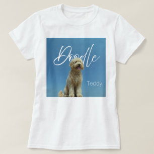 Camiseta Doodle Perro Nombre Personalizado Foto Cielo Azul