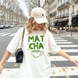 Camiseta Doodle Retro de Amante de Matcha Verde de Moda