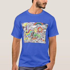 Camiseta Doodle Rock #5 Feliz Sunshine Azul regular