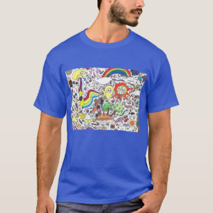 Camiseta Doodle Rock #5 Feliz Sunshine Azul regular