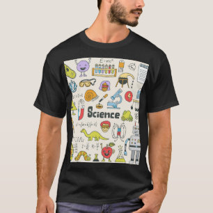Camiseta Doodles de ciencia: conjunto de escuelas de mano.