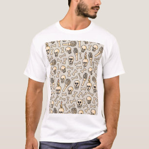 Camiseta Doodles de esqueleto: Patrón textil de época.