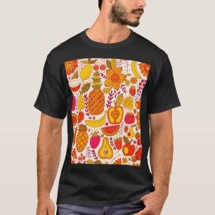 Camiseta Doodles de frutas: Patrón de cosecha de verano.