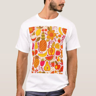 Camiseta Doodles de frutas: Patrón de cosecha de verano.