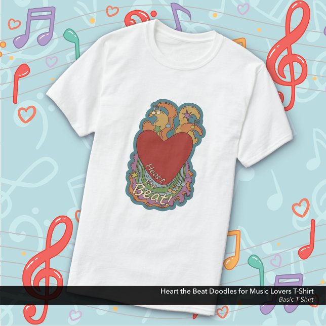 Camiseta Doodles de Heart the Beat para los amantes de la m (Heart the Beat Doodles for Music Lovers T-Shirt)