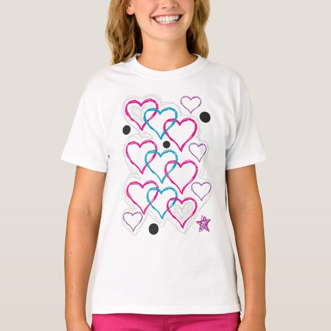 Camiseta Doodles del corazón del amor (Anverso)
