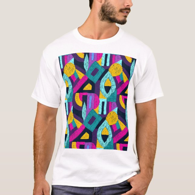 Camiseta Doodles retro: arte pop geométrico. (Anverso)