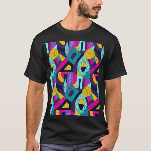 Camiseta Doodles retro: arte pop geométrico. (Anverso)