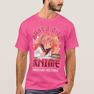 Camiseta Doodling Otaku Chicas Ramen Noodles Esbozando Muje