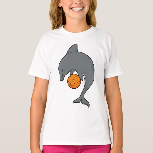 Camiseta Dophin como jugador de baloncesto con baloncesto (Anverso)