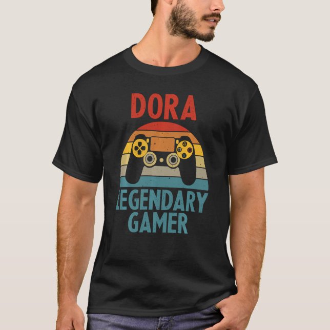 Camiseta Dora Nombre Personalizado Funny Gaming Geek Cumple (Anverso)