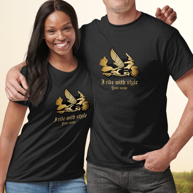 Camiseta dorada de oro en moto (Subido por el creador)