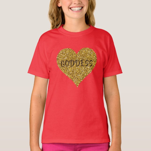Camiseta Dorada del Corazón de la Diosa (Anverso)