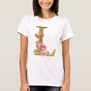 Camiseta Dorado floral - La letra L T-Shirt