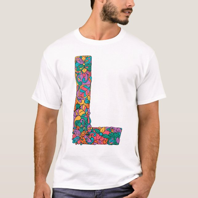 Camiseta Dorado floral - La letra L T-Shirt (Anverso)