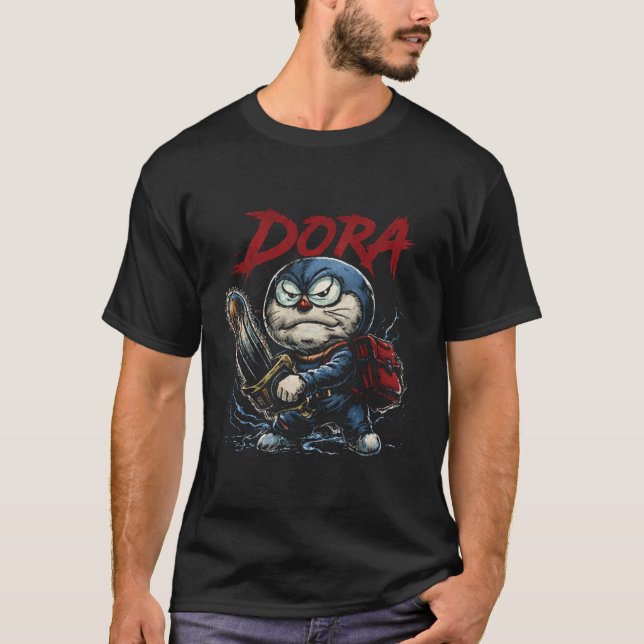 Camiseta Doraemon Fatality Dark Comic Fighting Game Art (Anverso)