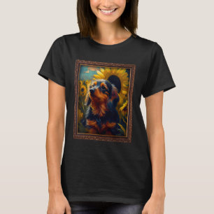 Camiseta Dorkie Pintando Flor De Girasol Mamá Flor Floral