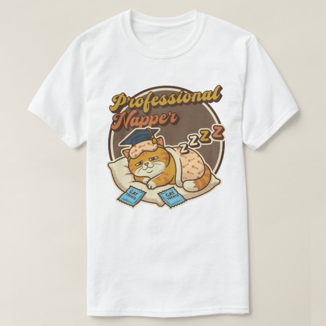 Camiseta Dormilón Profesional, Gato  (Diseño del anverso)