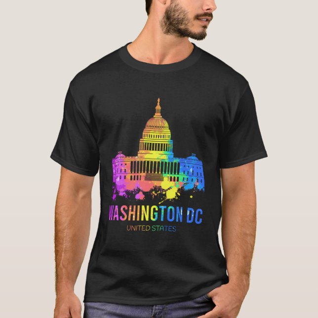Camiseta Dormilones de acuarela del Skyline de Washington D (Anverso)